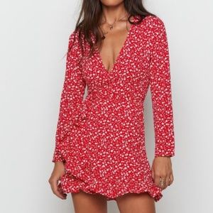 Beginning's Boutique Red Wrap Dress